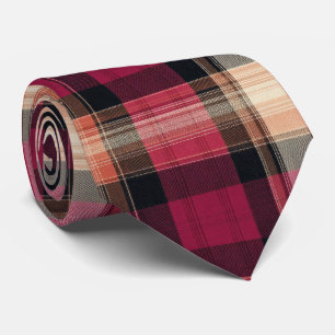 Elegant rosa och brun rutig Gingham-mönster Slips