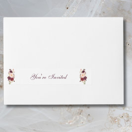Elegant Rosa och Burgundy Bukett med rosor Bröllo Etikettband