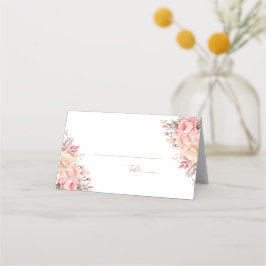 Elegant rosa och elfenbensfärgad rosbröllop placeringskort