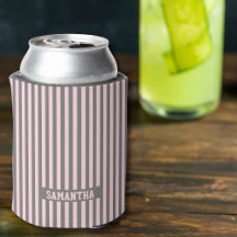 Elegant rosa och gråa ränder Monogram anpassad