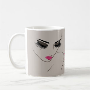 Elegant Rosa och Grått Lash Extension Salon Kaffemugg