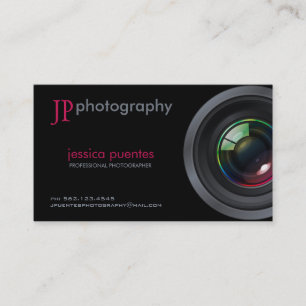 Elegant rosa- och gråttfotografkamera Lens Visitkort