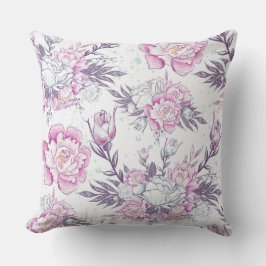 Elegant rosa och grön blomsterdesign lila bladverk kudde