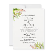 Elegant Rosa och Grönt Tulip Bröllop Vattenfärg