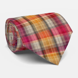 Elegant rosa och gul rutig gingham-mönster slips