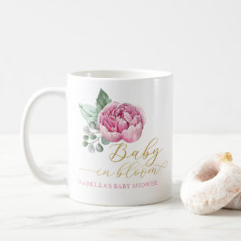 Elegant Rosa och Guld Blommigt Baby i Bloom Shower Kaffemugg