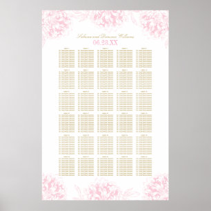 Elegant Rosa och Guld Blommigt Peony Bröllop Seati Poster