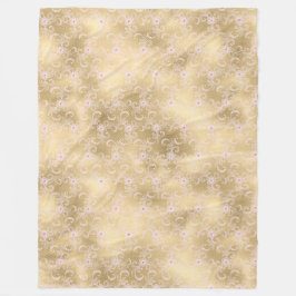 Elegant Rosa och Guld Blommigt Snöre Fleecefilt