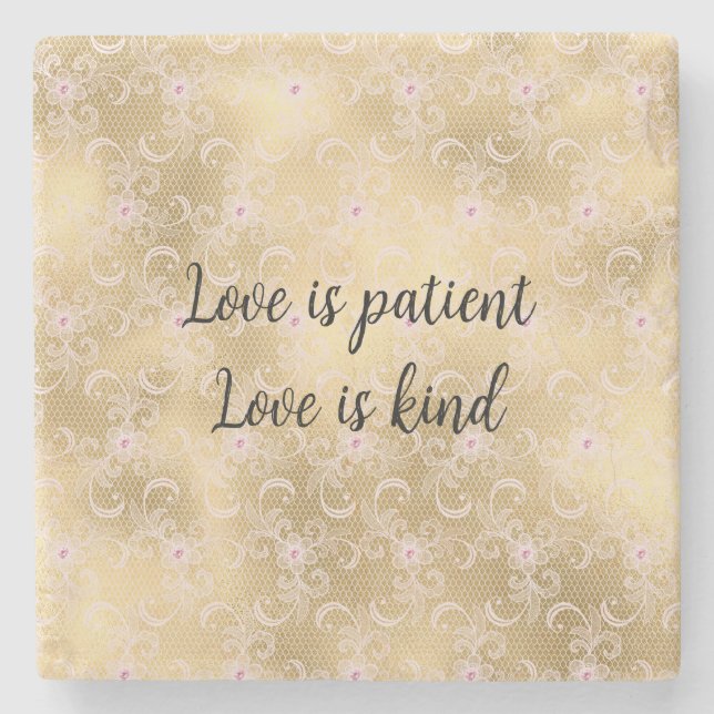 Elegant Rosa och Guld Blommigt Snöre Stenunderlägg (Framsidan)