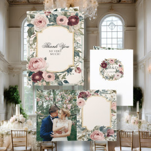 Elegant Rosa och Guld Blommigt Victorian Bröllop Meddelande