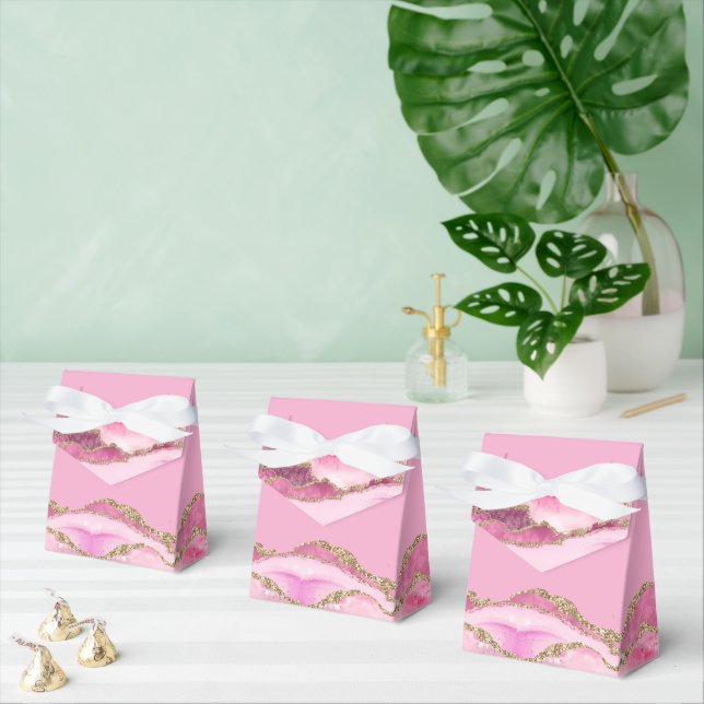 Elegant Rosa och Guld Födelsedagspresent Presentaskar (Multipel)