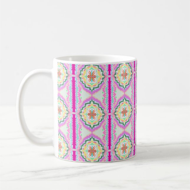 Elegant rosa och guld geometriskt blomster mönster kaffemugg (Vänster)