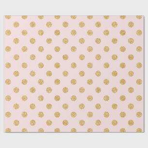 Elegant Rosa och Guld Glitter Polka dots Mönster Presentpapper