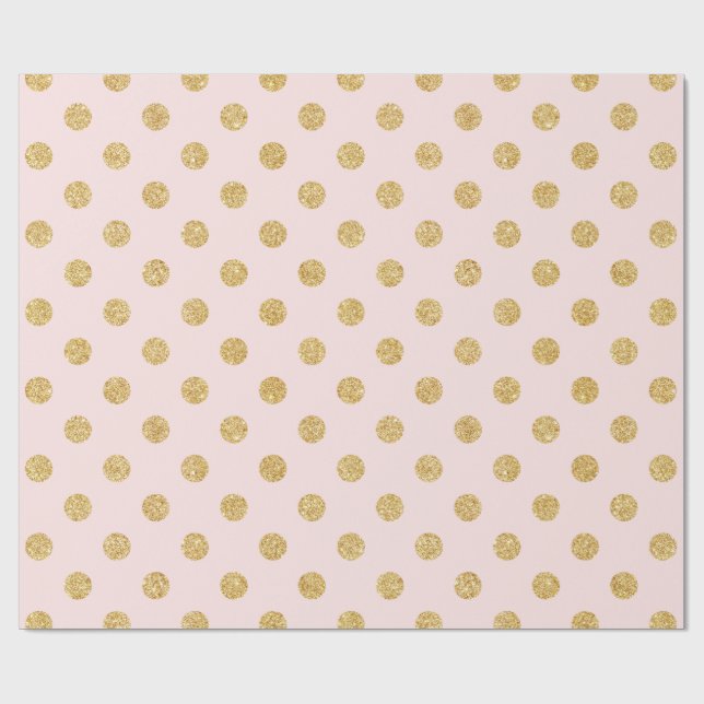 Elegant Rosa och Guld Glitter Polka dots Mönster Presentpapper (Platt)