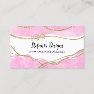Elegant Rosa och Guld Gnistra Glitter Online Store Visitkort