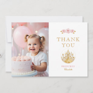 Elegant Rosa och Guld Princess Photo Tack Kort