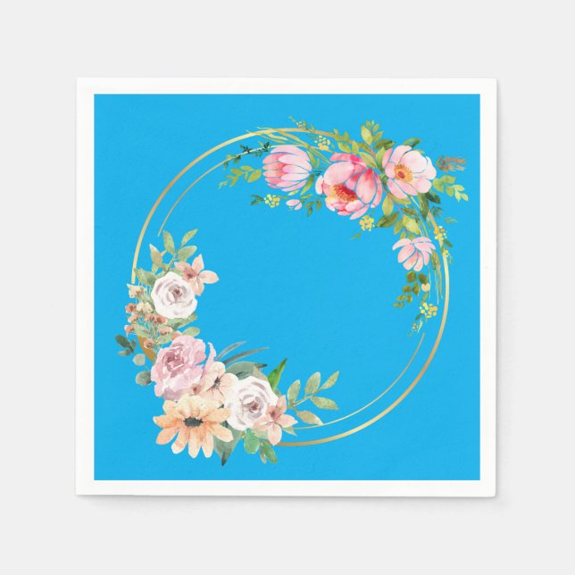 Elegant Rosa och Guld Utandningsblåsa i  Pappersse Pappersservett (Framsidan)