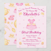 Elegant rosa och guld vattenfärg prinsess Teasdags