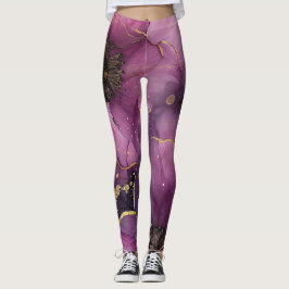 elegant rosa och guld vattenfärgsdesign leggings