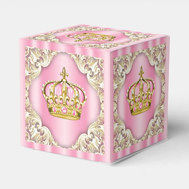 Elegant rosa och guldfärgad prinsessakrona presentaskar (Baksidan Sidan)