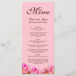 Elegant Rosa och Gult Blommigt Bröllop Menu Meny
