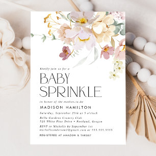 Elegant rosa och krämfärgad blommande babyfirande inbjudningar