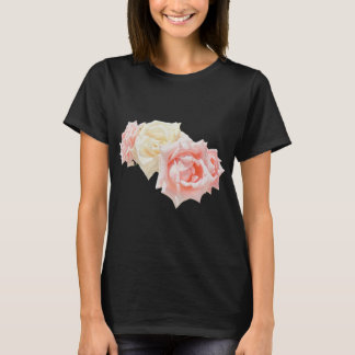 Elegant rosa och krämfärgad rosbukett Kvinnors bas T Shirt