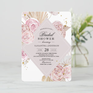 Elegant Rosa och Lila Blommigt Ram Inbjudningar