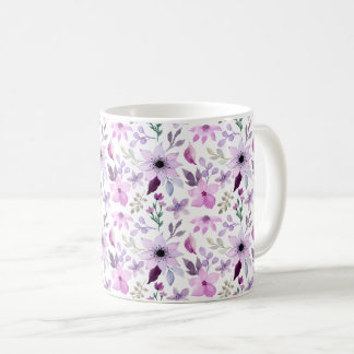 Elegant rosa och lila blommönster kaffemugg