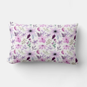 Elegant rosa och lila blommönster lumbarkudde