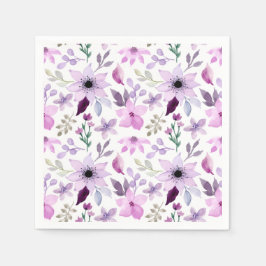 Elegant rosa och lila blommönster pappersservett