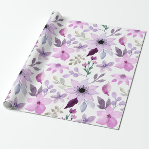 Elegant rosa och lila blommönster presentpapper