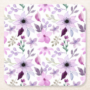 Elegant rosa och lila blommönster underlägg papper kvadrat