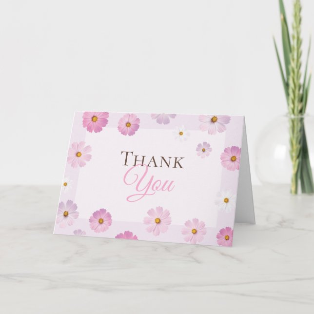 Elegant rosa och lila blomsterdesign tack kort (Framsida)