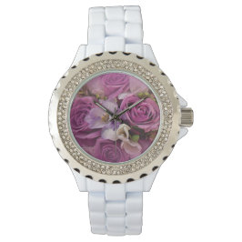 Elegant Rosa och Lila Bukett med rosor Watch Armbandsur