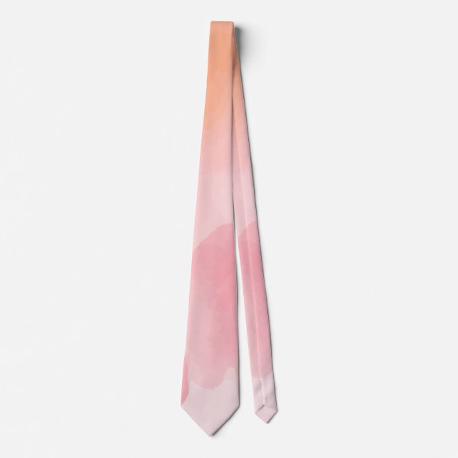 Elegant rosa och orange akvarell modern konstnärli slips (Framsida)
