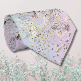 Elegant Rosa och Periwinkle Blommigt Bröllop Neckt Slips