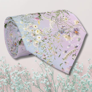 Elegant Rosa och Periwinkle Blommigt Bröllop Neckt Slips