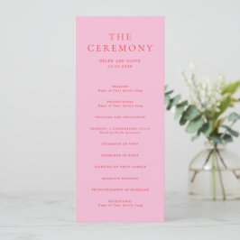 Elegant rosa och röd klassisk bröllop program