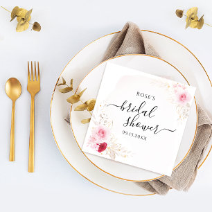 Elegant Rosa och rödBlommigt Möhippa Pappersservett