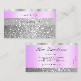 Elegant Rosa och Silver Sparkling Glitter Shimmery Visitkort