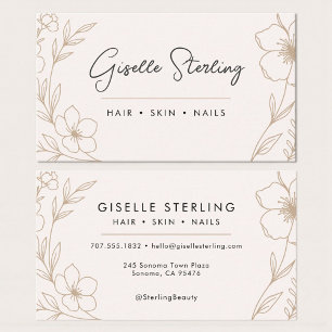 Elegant Rosa och Svart Botanisk Typografi Visitkort