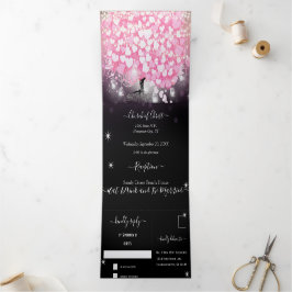 Elegant Rosa och svart Heart Löv Bröllop