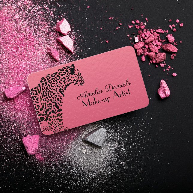 Elegant Rosa och svart Jaguar-konfektion - Busines Visitkort (Skapare uppladdad)