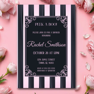 Elegant rosa och svart randig fransk underklänning inbjudningar