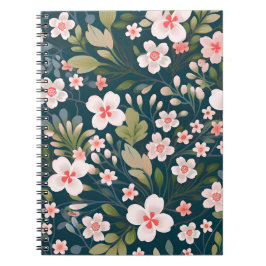 Elegant rosa och vit blomsterdesign anteckningsbok