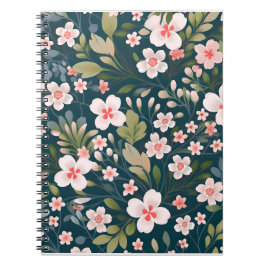 Elegant rosa och vit blomsterdesign anteckningsbok
