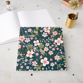 Elegant rosa och vit blomsterdesign gästböcker
