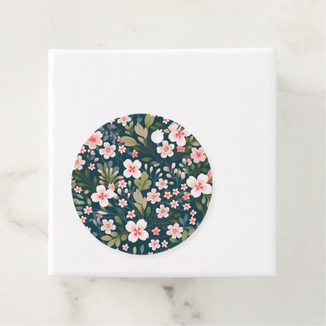 Elegant rosa och vit blomsterdesign  gåvor etiketter (På plats)