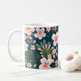 Elegant rosa och vit blomsterdesign kaffemugg